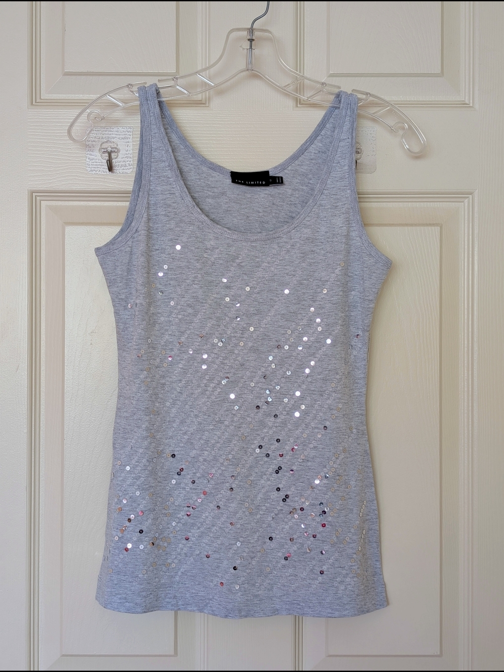 NWOT. The Limited Silver-Gray Sequin Tank Top.